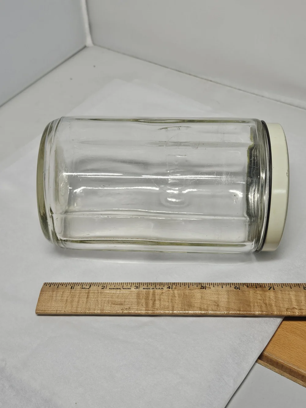 Vintage Hoosier Cabinet 12-Panel Glass Coffee Canister Jar With Metal  Lid